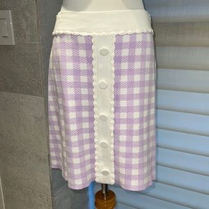 Maje purple white checker print button mini skirt 38 SKIRT only